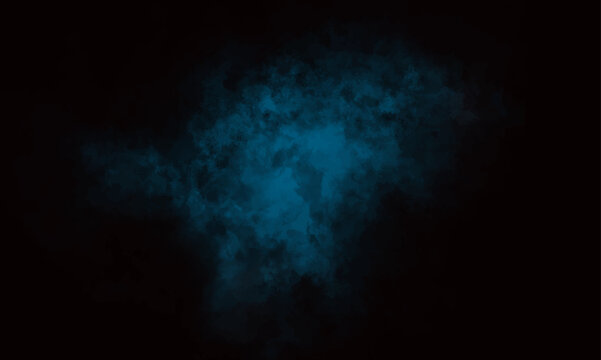 Smoke on black background. explosion of smoke alpha channel. Cloud of vapor. Dark blue background. Colorful dust explode. Paint Holi. Blue powder explosion on black background. Dust cloud on black Bg.