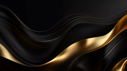 Fotobehang Gold and Black luxury background, Illustration © Midjourney2022