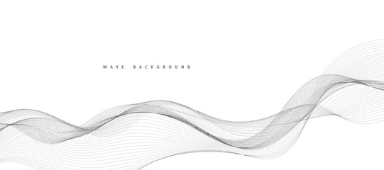 Abstract wave element for design. Digital frequency track equalizer. Stylized line art background. Vector illustration. Wave with lines created using the blend tool. Curved wavy line, smooth stripe.