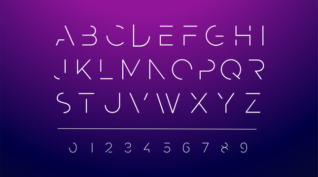Futuristic font alphabet letters. Creative minimalist typographic design. science technology, space logo type, headline, scifi cover