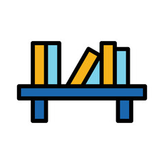 Book Library Shelf Filled Outline Icon