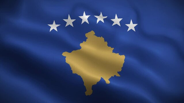 Kosovo flag waving animation, perfect loop, official colors, 4K video