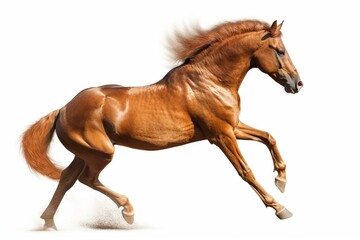 Isolated ginger horse in gallop. Generative AI - obrazy, fototapety, plakaty