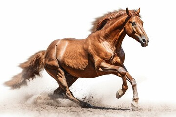 Isolated ginger horse in gallop. Generative AI - obrazy, fototapety, plakaty