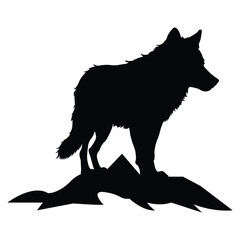 wolf silhouette isolated on white