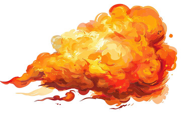 a fire and flame illustration with transparent background, bold colors reds and oranges