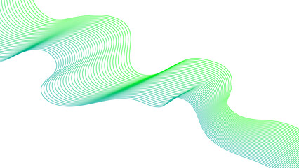 Abstract colorful green lines on a white background. Futuristic colorful blend wave lines on transparent background. Modern colorful flowing wave lines and glowing moving lines.	
