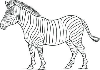 Fototapeta na wymiar African zebra side view outline striped silhouette animal design flat vector illustration isolated on white background. AI generated illustration.