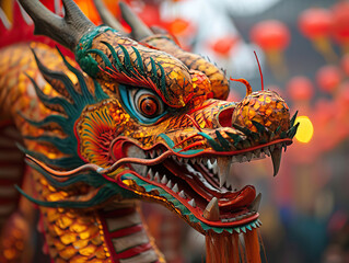 chinese dragon close up photography, Generative AI