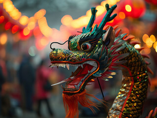 dragon close up chinese new year celebration, Generative AI