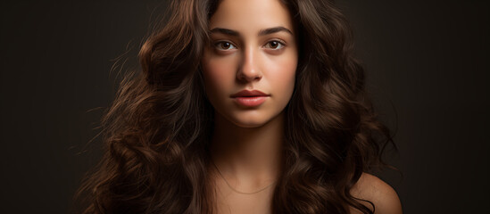Portrait of a brunette girl with gorgeous fluffy hair