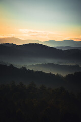 Sunrise over the Great Smoky Mountains in Tennessee. These Blue Ridge mountains are like no other!