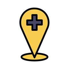 Hospital Location Pin Filled Outline Icon