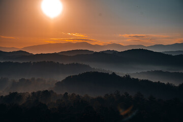 Sunrise over the Great Smoky Mountains in Tennessee. These Blue Ridge mountains are like no other!