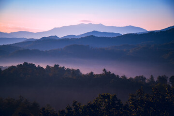 Sunrise over the Great Smoky Mountains in Tennessee. These Blue Ridge mountains are like no other!