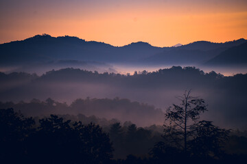 Sunrise over the Great Smoky Mountains in Tennessee. These Blue Ridge mountains are like no other!