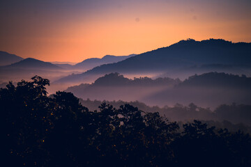 Sunrise over the Great Smoky Mountains in Tennessee. These Blue Ridge mountains are like no other!