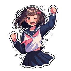 Anime Stickers, girl with headphones