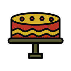 Bake Eating Cake Filled Outline Icon