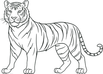 Naklejka premium Hand drawn tiger icon. Engraved vector illustration of zoo animal AI generated illustration.
