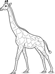 Vector outline of a giraffe in full growth, drawing for coloring, freehand art. AI generated illustration.