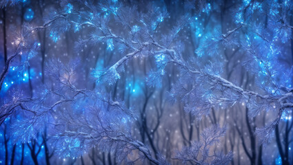 Abstract winter background with ice branches. AI