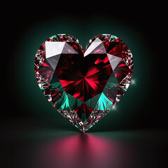 Fototapeta premium Heart shaped diamond on dark background