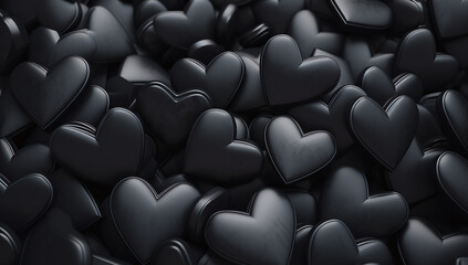 Fototapeta premium Image of many black hearts, texture