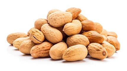 Pile of peanuts in shell isolated on a white background