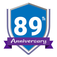 89 Anniversary. Anniversary sign collection isolated on white background. Vector Illustration EPS 10 File.