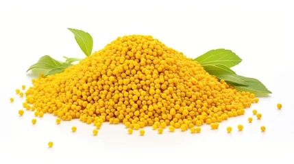 Fotobehang Pile of mustard seeds isolated on white background © alauli