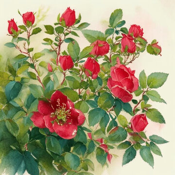 Beautiful red roses garden. Spring flower background, red rores bush.