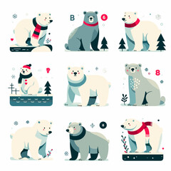 winter polar bear - obrazy, fototapety, plakaty