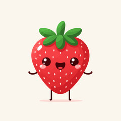 Vector strawberry fruit with a cheerful face