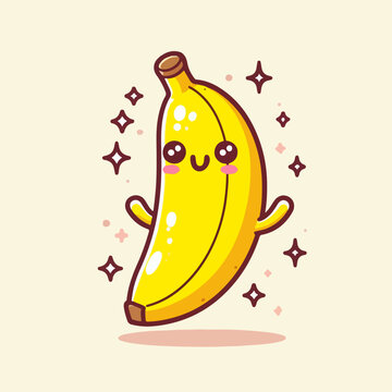 Vector banana with a cheerful face