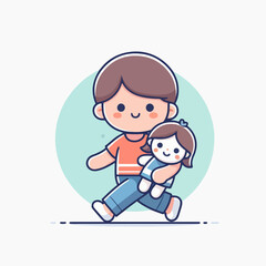 Fototapeta na wymiar vector of cute female characters holding a baby