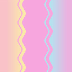Pastel Pink Zig Zag Texture with Yellow and Blue Gradients, Pixel Art Background