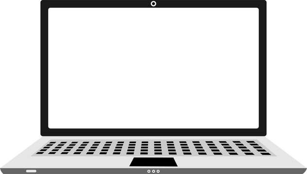 vector image of laptop with white screen editable