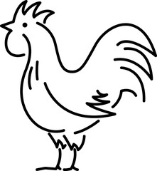 Rooster icon , vector line illustration	