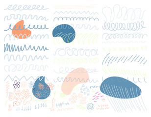 mid-century modern hand drawn sketch doodle  set 