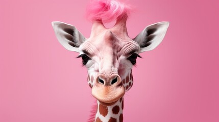 Pink giraffe on a pink background