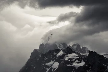 Lichtdoorlatende gordijnen Cerro Chaltén Cerro Fitz Roy entre nubes