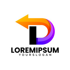 letter D arrow colorful icon logo design