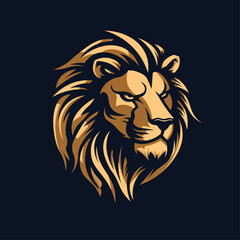 Angry lion vector logo. Serious lion logo. The strict king of beasts. Gloomy lion corporate logo.