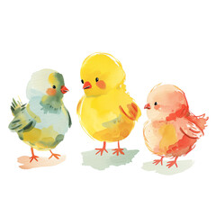ヒヨコの水彩イラスト、キャラクター、イースター