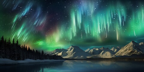Breath taking view of Northern light glowing - obrazy, fototapety, plakaty