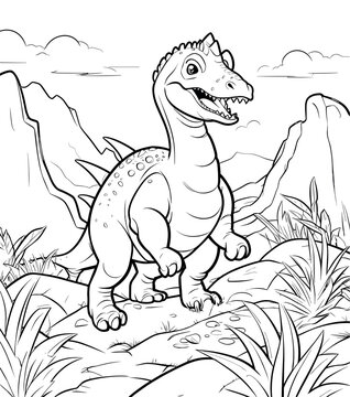 Dinosaur illustration coloring page - coloring book