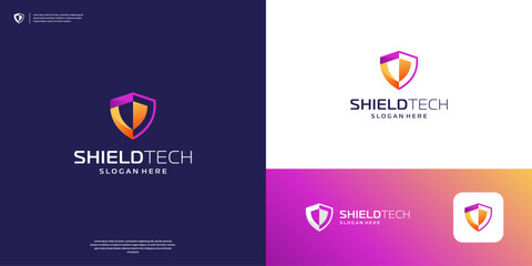 Colorful shield security logo design inspiration