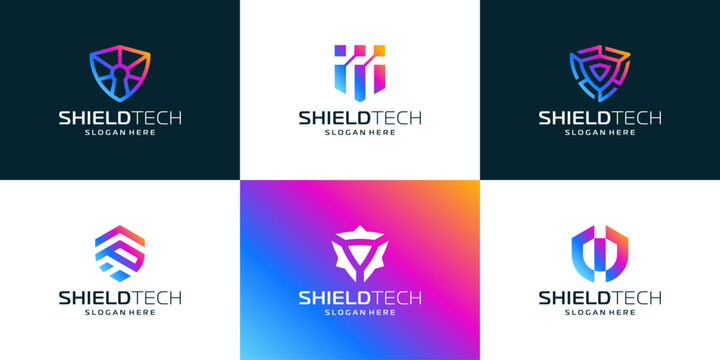 Set of colorful Shield logo design inspiration