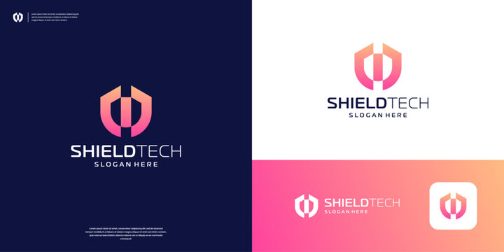 Abstract Shield logo design. Security, Protection, Guardian logo template.